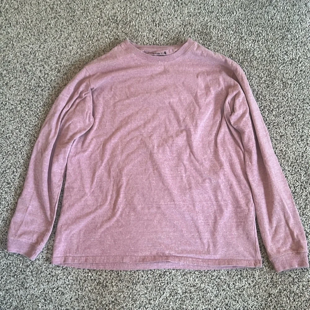 2x Carhartt Long Sleeve Loose Fit size Large heather women’s shirts thick cotton - Picture 3 of 6